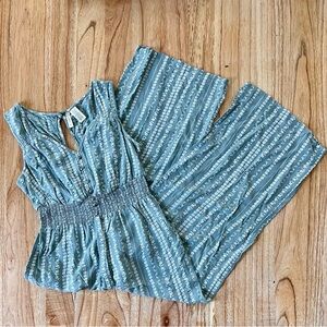 Green floral overall/ long romper